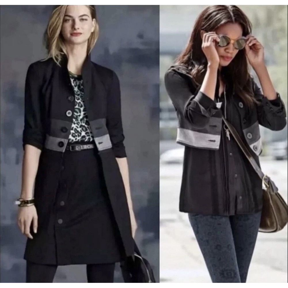 CAbi Women's Convertible Jacket Style#3176 Black Cropped Length Duster Med Zip